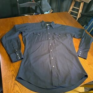 Men's Vintage Ruddock Western Shirt Pearl Snaps Navy size 16.5